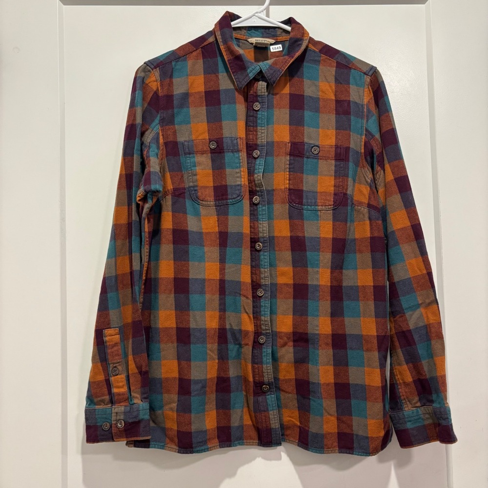 Duluth Trading Co Free Swingin Flannel Shirt Mens Medium Plaid Cotton Button Up